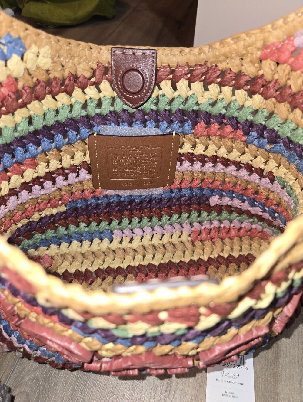 Coach Brooklyn Shoulder Bag 28 – Straw/Multi NWT - Picture 3 of 5